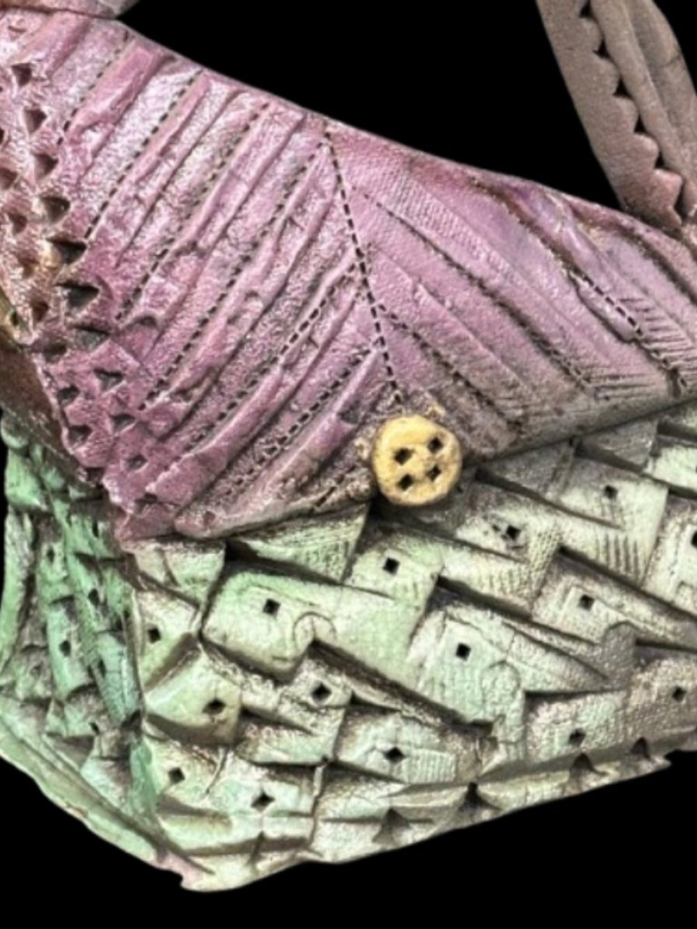 Rare Vintage Mississippi Mudworks Whimsical Art Pottery Purse Susan Warner - Picture 3 of 9